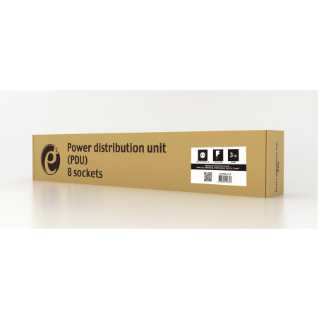 Gembird PDU 8 zásuviek, 1U, 16 A, 3m