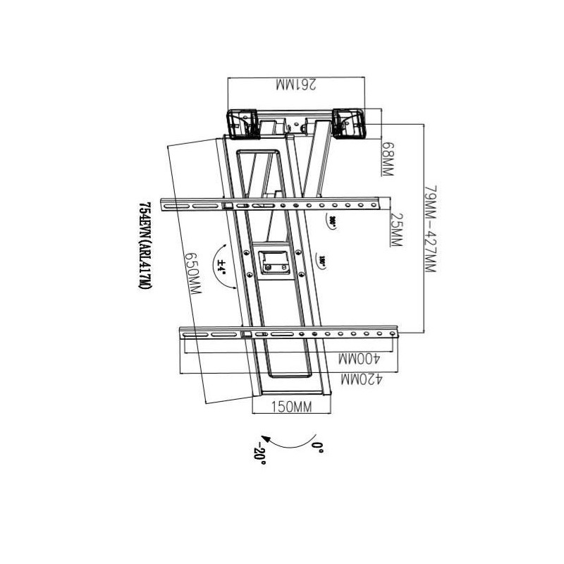 TB TV wall mount 37-70", 35kg, max VESA 600x400