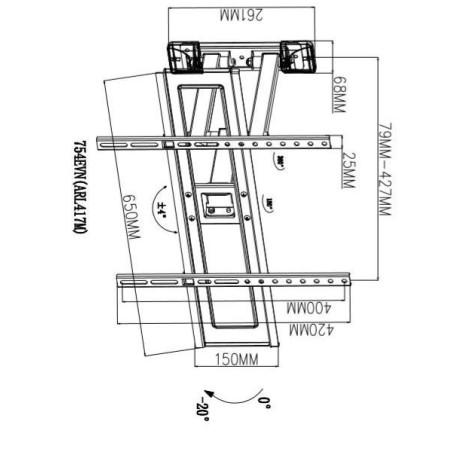TB TV wall mount 37-70", 35kg, max VESA 600x400
