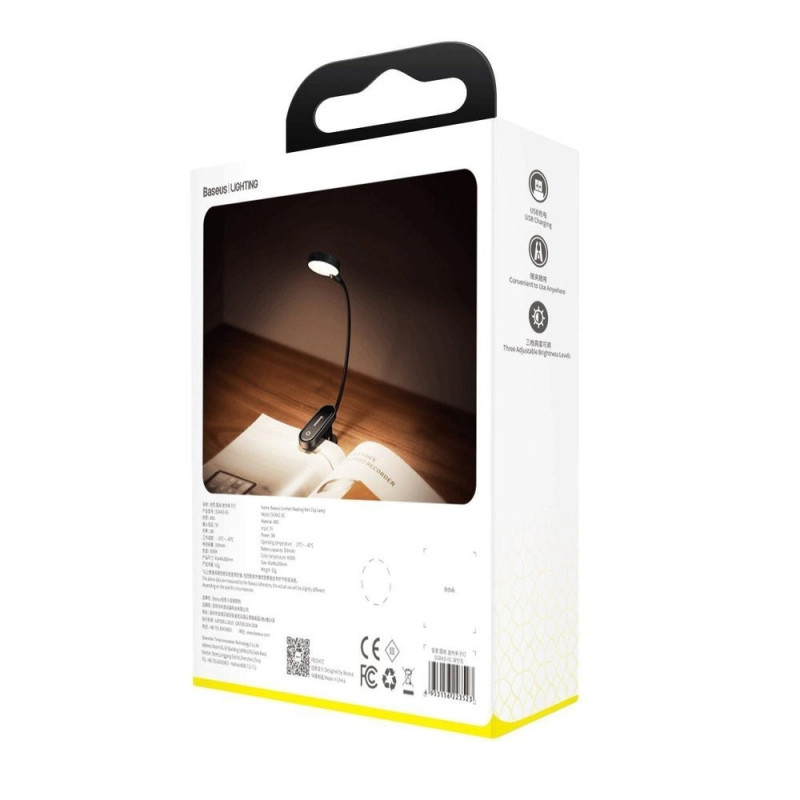 Baseus LED svetlo na čítanie s klipom 3W teplá biela (4000K)