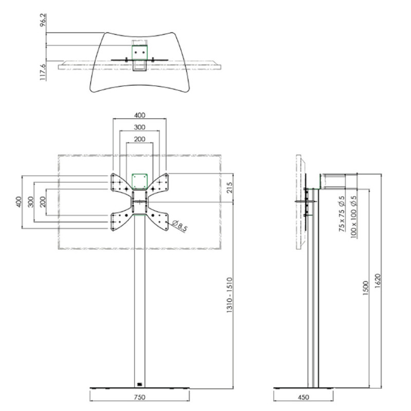 SMMS 062.0550 Stojan na LCD do 55", 30 kg, 131-151 cm