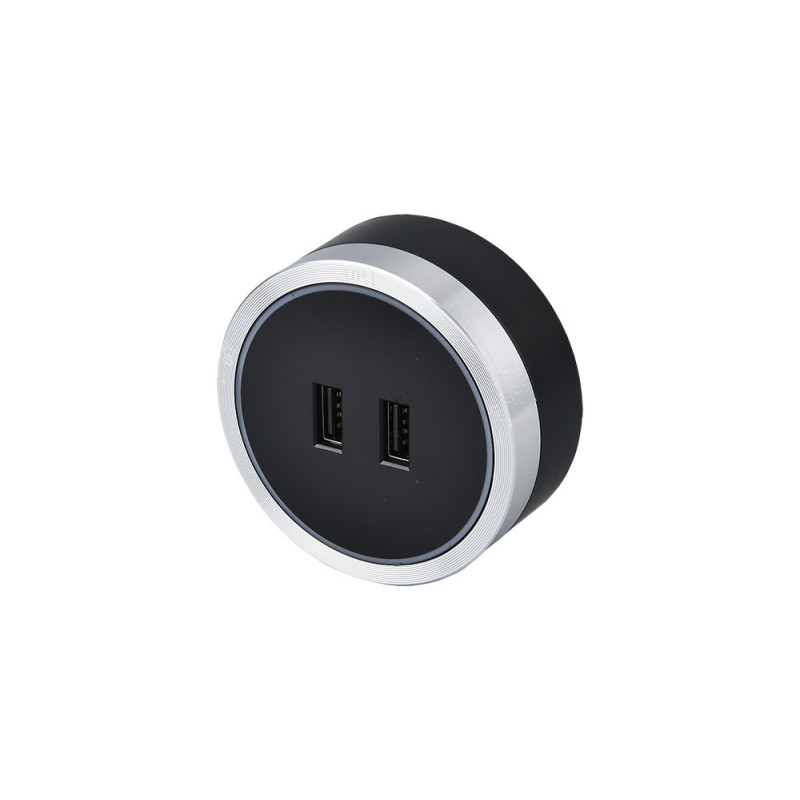 Zásuvkový modul Viking A50SB, strieborno-čierna/výstupy - 1xUSB-A/výkon až 2500W/230V,16A,50Hz