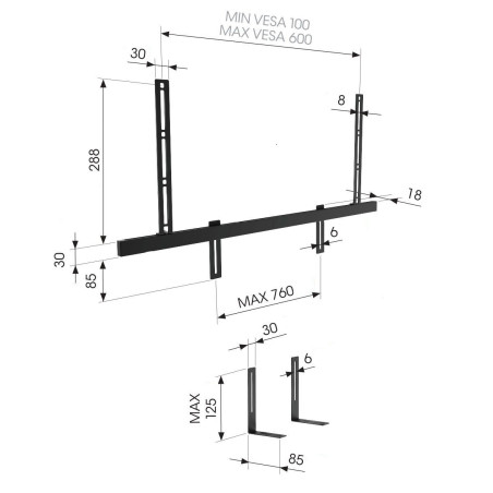 Vogel|s SOUND 3550 - univerzálny držiak na soundbar
