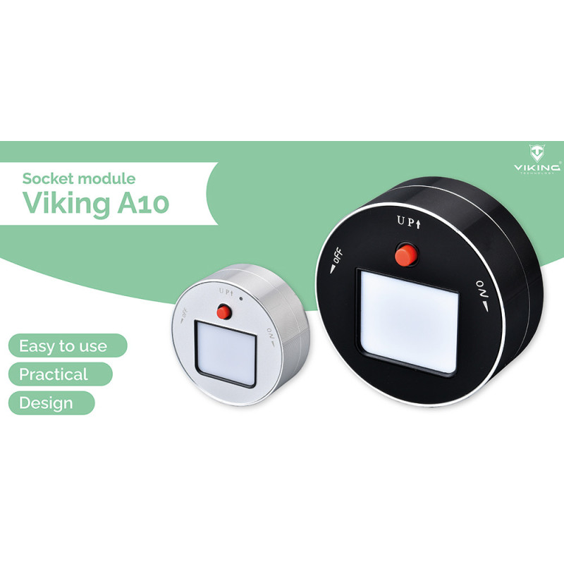 Zásuvkový modul Viking A10S, strieborná/ LED svetlo 3W/230V,16A,50Hz