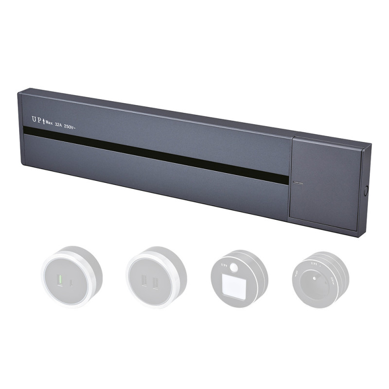 Zásuvková lišta - povrchová Viking LP60G/230V,50Hz/60cm dĺžka/sivá/až 7 modulov/IP20/hliník/povrchová