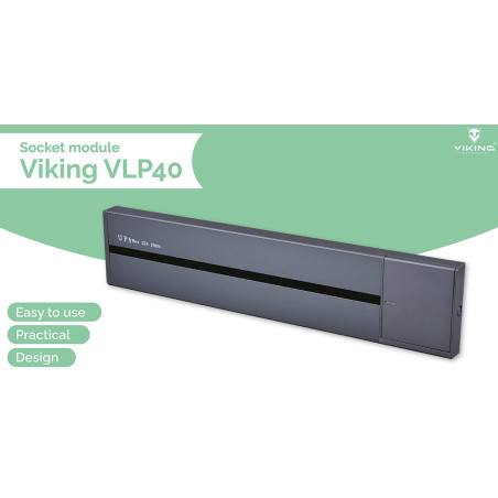 Zásuvková lišta - povrchová Viking LP40G/230V,50Hz/40cm dĺžka/sivá/až 5 modulov/IP20/hliník/povrchová