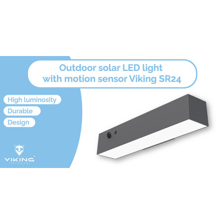 Vonkajšie solárne LED svetlo Viking SR24/Pohybový senzor/1000 lm/4 režimy/IP54/denná biela
