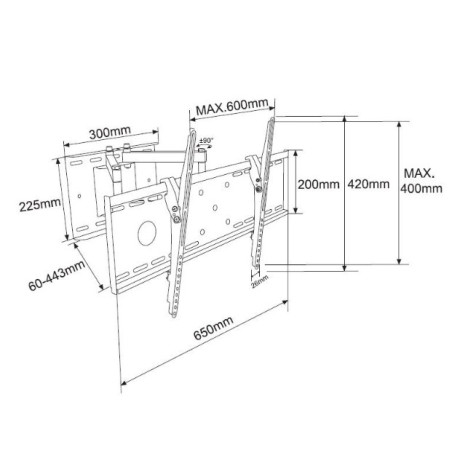 TB držiak TV do 70" a 55 kg max VESA 600x400