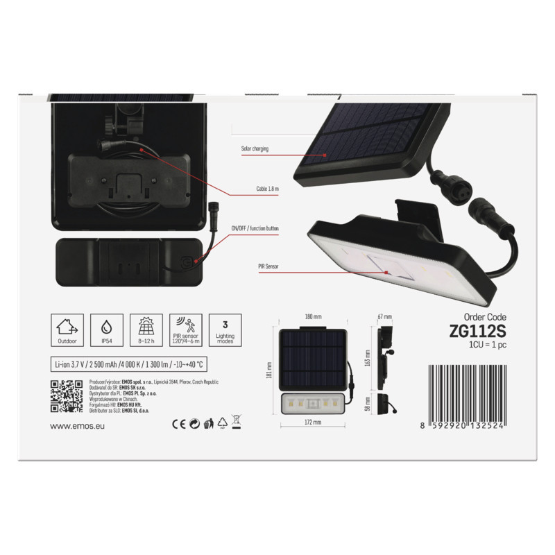 LED SOLÁRNY REFLEKTOR SUNNO 1300LM IP54 NW
