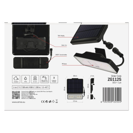 LED SOLÁRNY REFLEKTOR SUNNO 1300LM IP54 NW