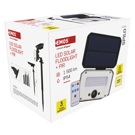 LED SOLÁRNY REFLEKTOR SPILO 1500LM IP54 WW