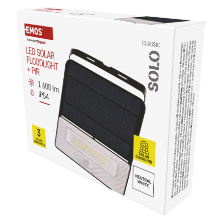 LED SOLÁRNY REFLEKTOR SOLO 1600LM IP54 NW