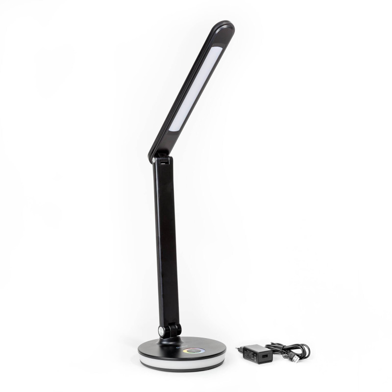 Platinet stolná LED lampa 12W stmievateľná, dotykové ovládanie, USB port, čierna