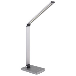 Platinet stolná LED lampa 10W stmievateľná, dotykové ovládanie, bezdrôtové nabíjanie, USB port, strieborný