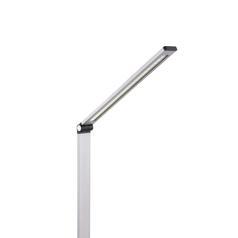 Platinet stolná LED lampa 10W stmievateľná, dotykové ovládanie, bezdrôtové nabíjanie, USB port, strieborný
