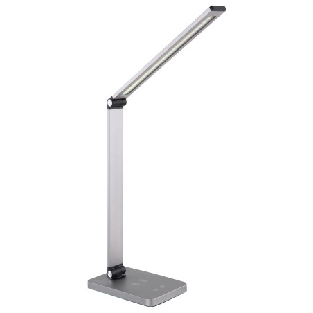Platinet stolná LED lampa 10W stmievateľná, dotykové ovládanie, bezdrôtové nabíjanie, USB port, strieborný