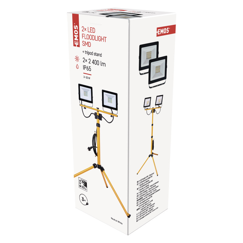 LED REFLEKTOR HOBBY SLIM 2× 30W 4800LM + TROJNOŽKA