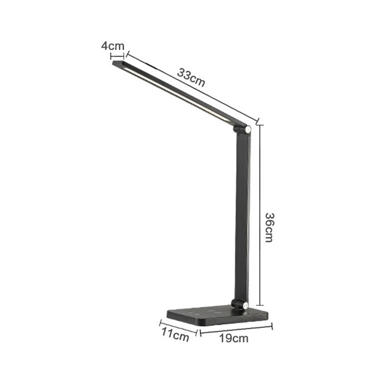 Platinet PDL888B stolná LED lampa 10W stmievateľná, dotykové ovládanie, bezdrôtové nabíjanie, USB port,