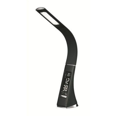 Platinet PDLU3B stolná LED lampa stmievateľná, flexibilné rameno, hodiny, čierna