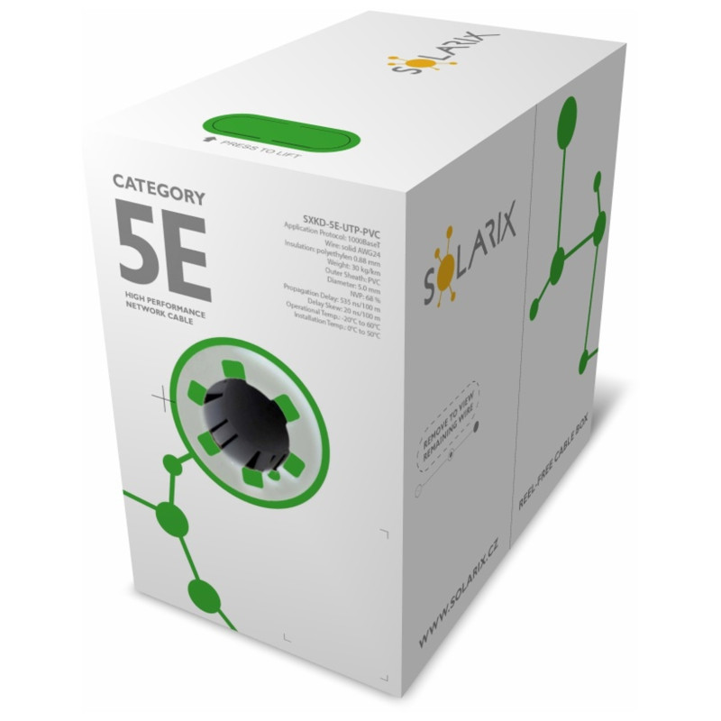 Inštalačný kábel Solarix CAT5E UTP PVC Eca 305m/box SXKD-5E-UTP-PVC