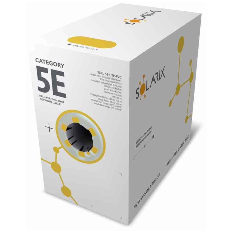 Kábel licna Solarix CAT5E UTP PVC sivý 305m/box SXKL-5E-UTP-PVC