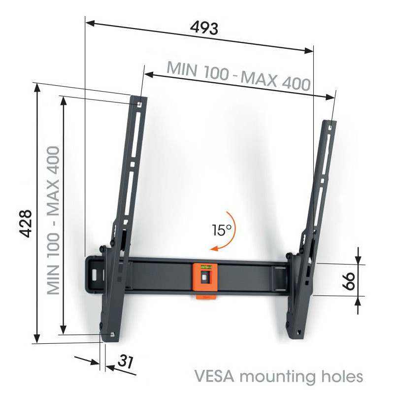 Vogel|s TVM 1413, TV držiak s náklonom pre obrazovky 32-65", 25 kg