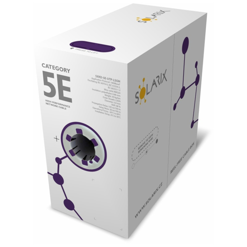 Inštalačný kábel Solarix CAT5E UTP LSOH Dca-s1,d2,a1 500m/box SXKD-5E-UTP-LSOH