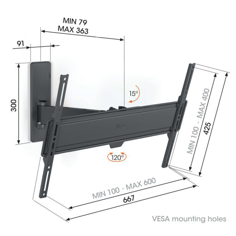 Vogel|s TVM 1623, TV rameno pre obrazovky 40-77", 35 kg