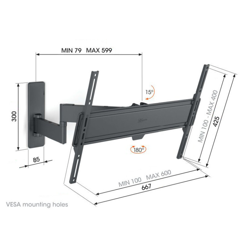 Vogel|s TVM 1643, TV rameno s 3 kĺbmi pre 40-77", 35 kg