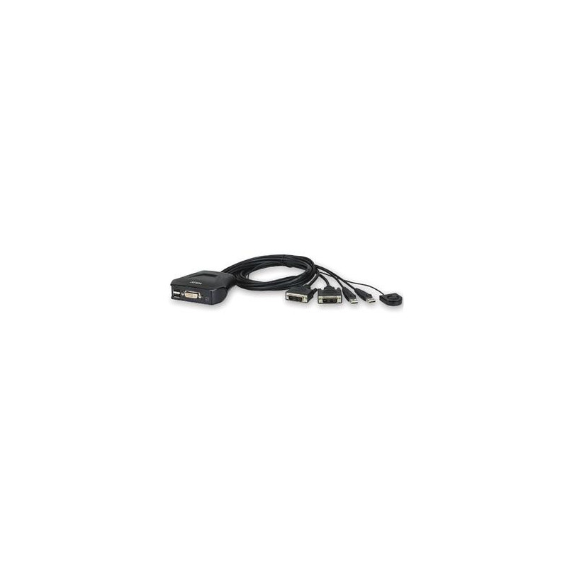 Aten 2-port DVI KVM USB mini, integrované káble