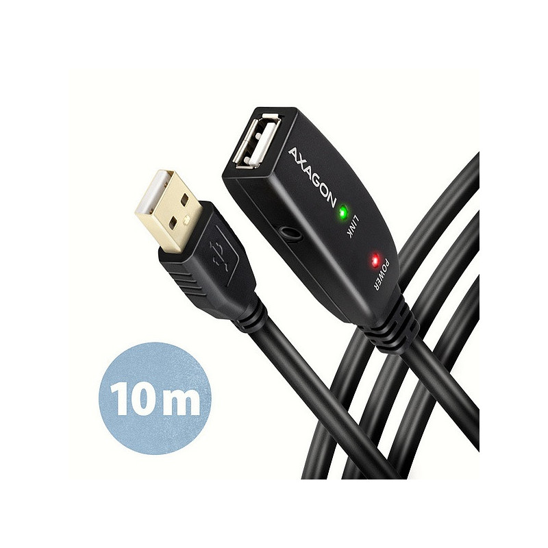 AXAGON ADR-210, USB 2.0 A-M → A-F aktívny predlžovací / repeater kábel, 10m