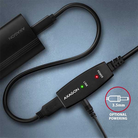 AXAGON ADR-205, USB 2.0 A-M → A-F aktívny predlžovací / repeater kábel, 5m