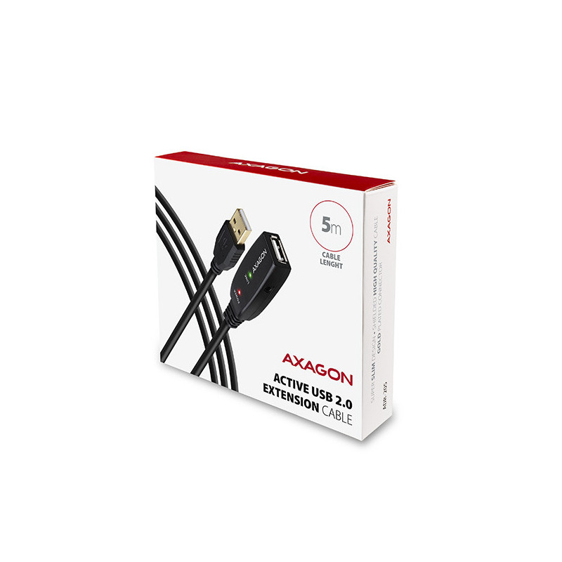 AXAGON ADR-205, USB 2.0 A-M → A-F aktívny predlžovací / repeater kábel, 5m