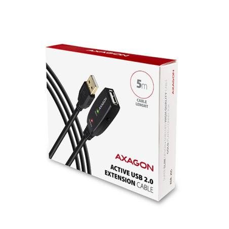 AXAGON ADR-205, USB 2.0 A-M → A-F aktívny predlžovací / repeater kábel, 5m
