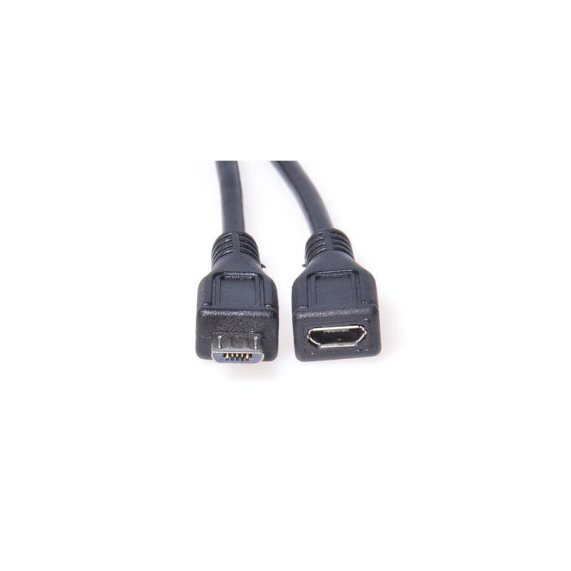 PremiumCord Kábel predlžovací micro USB 2.0 M-F, čierny 2m