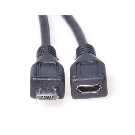 PremiumCord Kábel predlžovací micro USB 2.0 M-F, čierny 2m