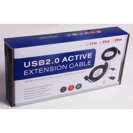 PremiumCord USB 2.0 repeater a predlžovací kábel A/M-A/F 25m