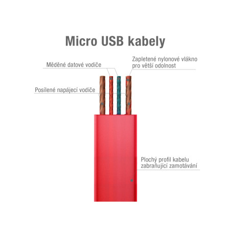 Kábel AVACOM MIC-40R USB - Micro USB, 40cm, červená