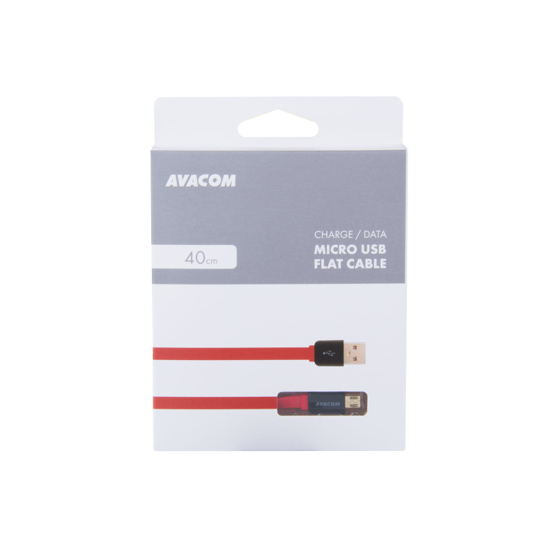 Kábel AVACOM MIC-40R USB - Micro USB, 40cm, červená