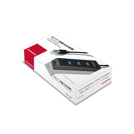 AXAGON HUE-S2B, 4x USB 3.0 CHARGING hub, micro USB napr. konektor, kábel USB-A 30cm