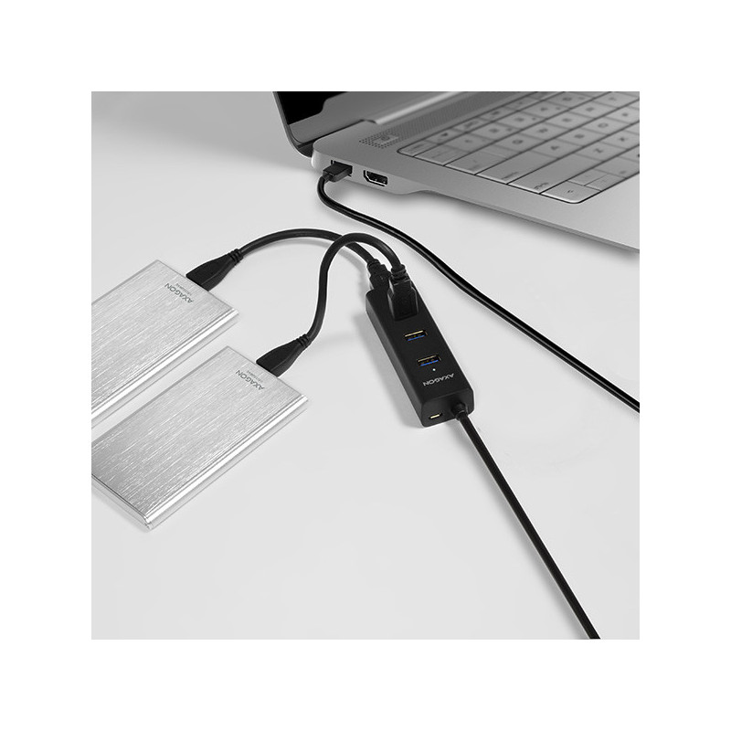 AXAGON HUE-S2BL, 4x USB 3.0 CHARGING hub, micro USB napr. konektor, kábel USB-A 1.2m