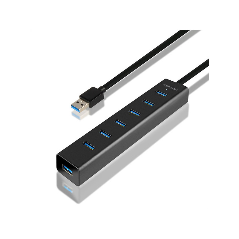 AXAGON HUE-SA7BP, 7x USB 3.0 ALU CHARGING hub, vr. AC adaptéra, kábel USB-A 40cm