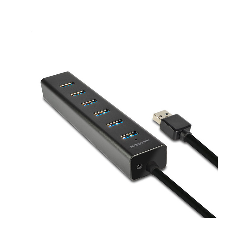 AXAGON HUE-SA7BP, 7x USB 3.0 ALU CHARGING hub, vr. AC adaptéra, kábel USB-A 40cm