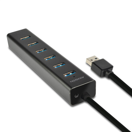 AXAGON HUE-SA7BP, 7x USB 3.0 ALU CHARGING hub, vr. AC adaptéra, kábel USB-A 40cm