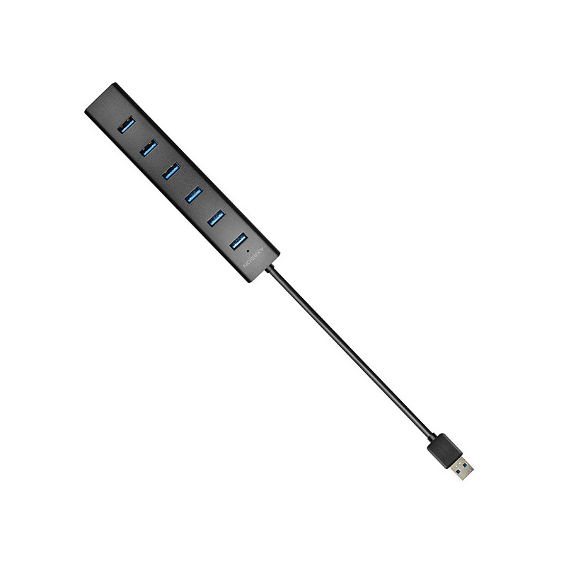 AXAGON HUE-SA7BP, 7x USB 3.0 ALU CHARGING hub, vr. AC adaptéra, kábel USB-A 40cm