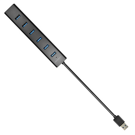 AXAGON HUE-SA7BP, 7x USB 3.0 ALU CHARGING hub, vr. AC adaptéra, kábel USB-A 40cm