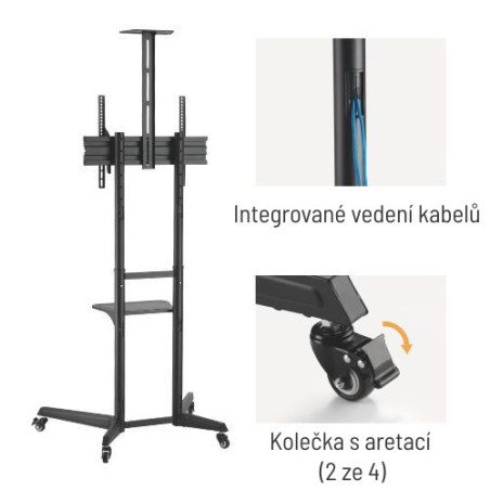 Pojazdný stojan Brateck T1040T pre TV 37"-70" 50kg 2 police