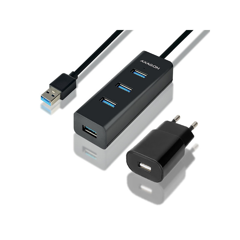 AXAGON HUE-S2BP, 4x USB 3.0 CHARGING hub, vr. AC adaptéra, kábel USB-A 1.2m