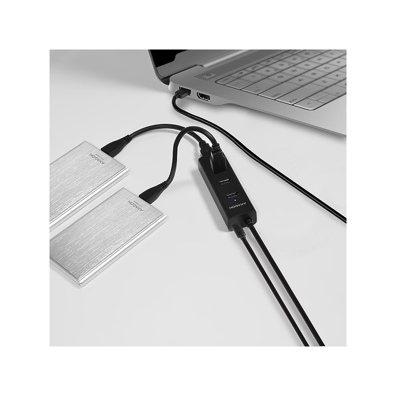 AXAGON HUE-S2BP, 4x USB 3.0 CHARGING hub, vr. AC adaptéra, kábel USB-A 1.2m