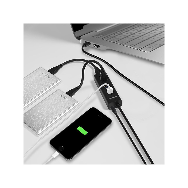 AXAGON HUE-S2BP, 4x USB 3.0 CHARGING hub, vr. AC adaptéra, kábel USB-A 1.2m